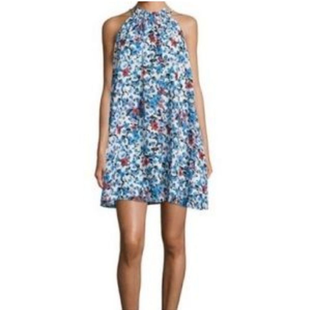 Badgley Mischka Women's floral halter mini shift dress size 6 Boho